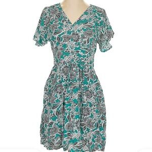 Floral Teal and White Women's Dress